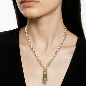 Authentic Louis Vuitton Gold Padlock Pendant w/Unbranded 18k Gold Plated Chain